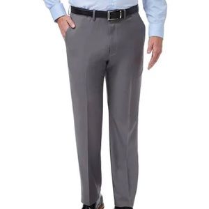 Haggar Men's Premium Comfort Khaki Flat Front Straight Fit Pant Gray 40x32‎